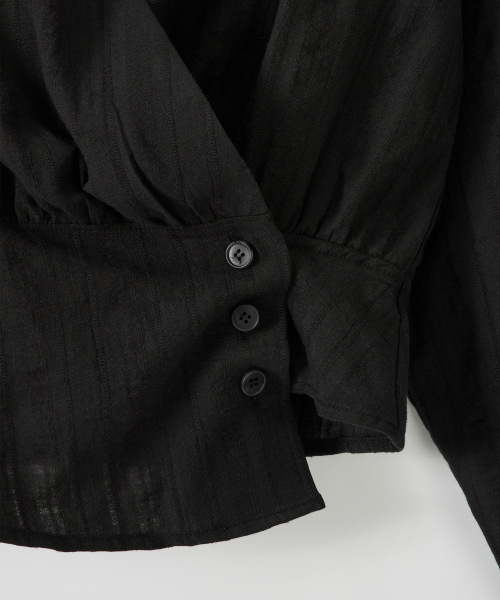 SALON DE YOHN（サロンドヨーン）の「Soft Cotton Wrap Blouse_ Black（シャツ/ブラウス・レディース・その他・FREE）」の3枚目の写真