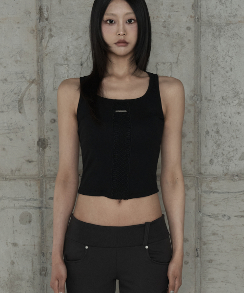 ETRE AU SOMMET(エトレオソメ)の「Crochet Point Short Sleeve (Black)(Tシャツ/カットソー・レディース・ブラック・FREE)」の1枚目の写真