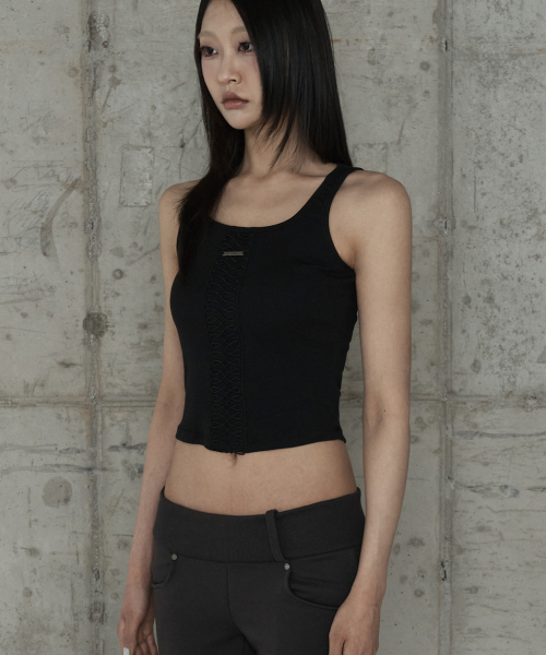 ETRE AU SOMMET(エトレオソメ)の「Crochet Point Short Sleeve (Black)(Tシャツ/カットソー・レディース・ブラック・FREE)」の2枚目の写真