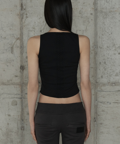 ETRE AU SOMMET(エトレオソメ)の「Crochet Point Short Sleeve (Black)(Tシャツ/カットソー・レディース・ブラック・FREE)」の3枚目の写真