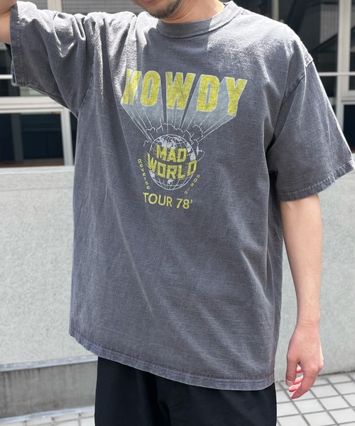 yield(イールド)の「【HOUSTON】ヒューストン PIGMENT PRINT TEE (HOWDY) ピグメントプリント半袖Tシャツ(Tシャツ/カットソー・メンズ・ホワイト/モカ/ネイビー/マスタード・L/XL/M)」の2枚目の写真