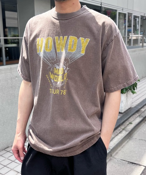 yield(イールド)の「【HOUSTON】ヒューストン PIGMENT PRINT TEE (HOWDY) ピグメントプリント半袖Tシャツ(Tシャツ/カットソー・メンズ・ホワイト/モカ/ネイビー/マスタード・L/XL/M)」の3枚目の写真