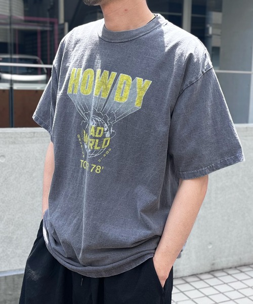 yield(イールド)の「【HOUSTON】ヒューストン PIGMENT PRINT TEE (HOWDY) ピグメントプリント半袖Tシャツ(Tシャツ/カットソー・メンズ・ホワイト/モカ/ネイビー/マスタード・L/XL/M)」の13枚目の写真