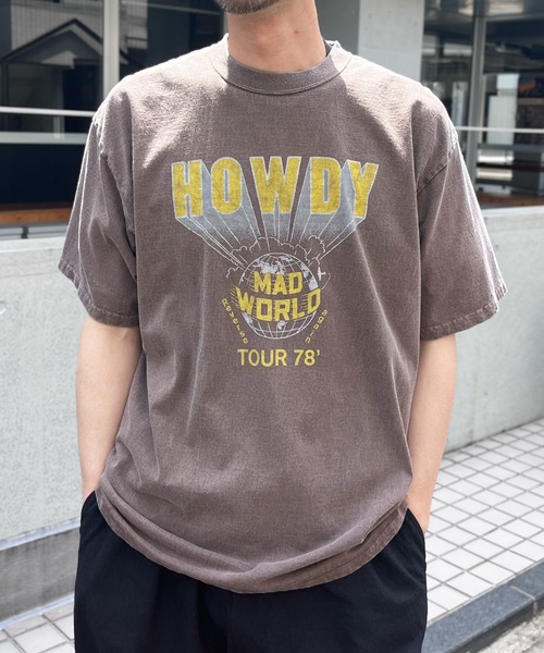 yield(イールド)の「【HOUSTON】ヒューストン PIGMENT PRINT TEE (HOWDY) ピグメントプリント半袖Tシャツ(Tシャツ/カットソー・メンズ・ホワイト/モカ/ネイビー/マスタード・L/XL/M)」の9枚目の写真