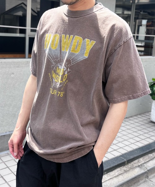 yield(イールド)の「【HOUSTON】ヒューストン PIGMENT PRINT TEE (HOWDY) ピグメントプリント半袖Tシャツ(Tシャツ/カットソー・メンズ・ホワイト/モカ/ネイビー/マスタード・L/XL/M)」の10枚目の写真