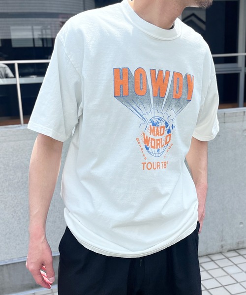 yield(イールド)の「【HOUSTON】ヒューストン PIGMENT PRINT TEE (HOWDY) ピグメントプリント半袖Tシャツ(Tシャツ/カットソー・メンズ・ホワイト/モカ/ネイビー/マスタード・L/XL/M)」の5枚目の写真