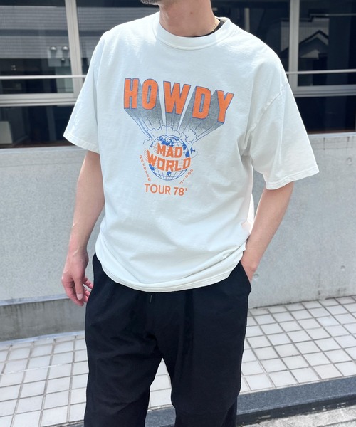 yield(イールド)の「【HOUSTON】ヒューストン PIGMENT PRINT TEE (HOWDY) ピグメントプリント半袖Tシャツ(Tシャツ/カットソー・メンズ・ホワイト/モカ/ネイビー/マスタード・L/XL/M)」の6枚目の写真