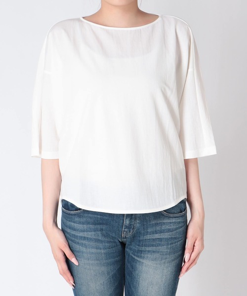 Jines(ジネス)の「ナチュラルスムース7分袖トップス(Tシャツ/カットソー・レディース・ブルー/チャコールグレー/ベージュ/ホワイト・38)」の11枚目の写真