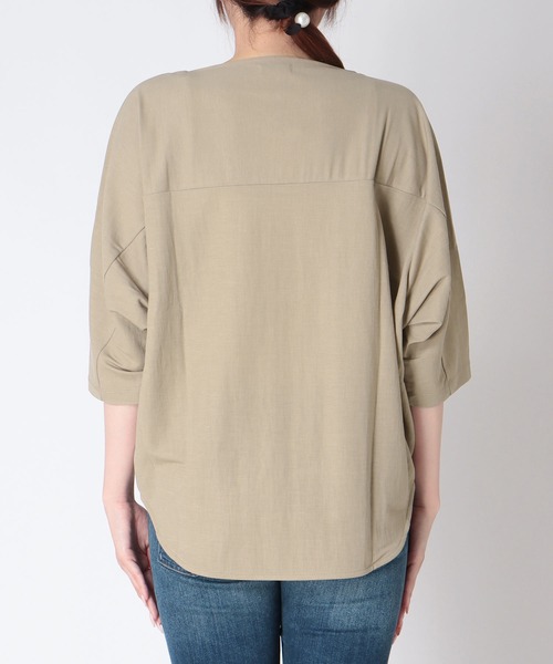 Jines(ジネス)の「ナチュラルスムース7分袖トップス(Tシャツ/カットソー・レディース・ブルー/チャコールグレー/ベージュ/ホワイト・38)」の18枚目の写真
