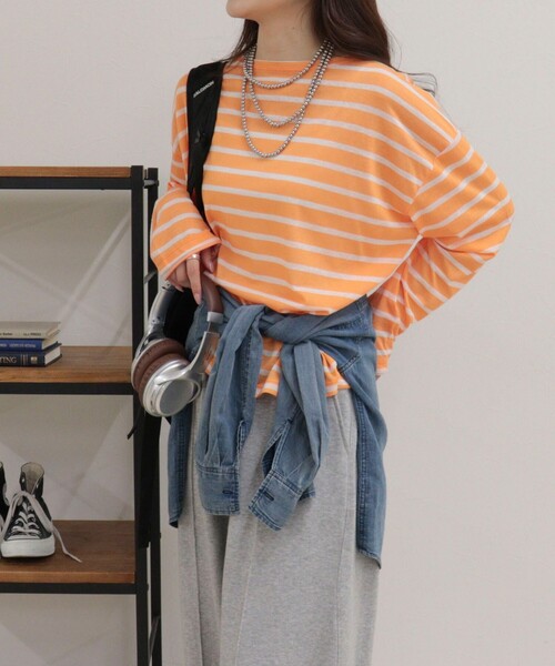 fredy emue(フレディエミュ)の「ハートステッチシアーボーダーロンTシャツ(Tシャツ/カットソー・レディース・ホワイト系その他/ブルー系その他/グレー系その他/オレンジ系その他・38)」の8枚目の写真