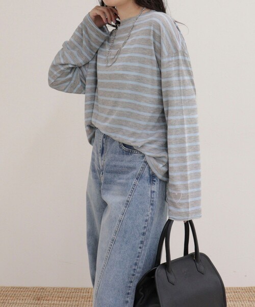 fredy emue(フレディエミュ)の「ハートステッチシアーボーダーロンTシャツ(Tシャツ/カットソー・レディース・ホワイト系その他/ブルー系その他/グレー系その他/オレンジ系その他・38)」の15枚目の写真