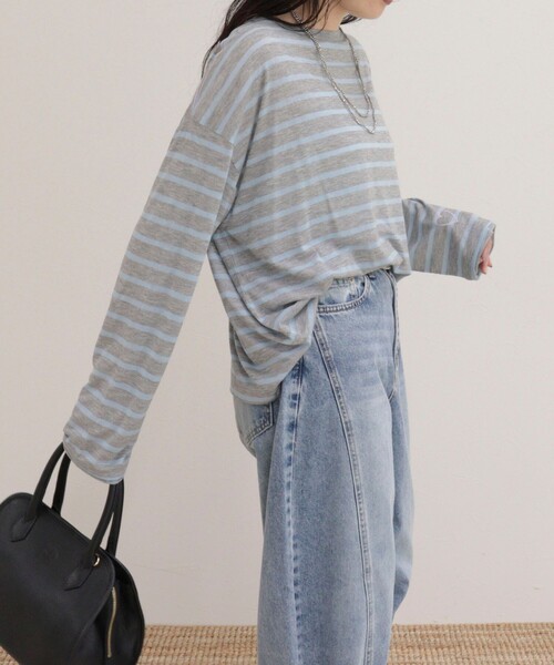 fredy emue(フレディエミュ)の「ハートステッチシアーボーダーロンTシャツ(Tシャツ/カットソー・レディース・ホワイト系その他/ブルー系その他/グレー系その他/オレンジ系その他・38)」の14枚目の写真