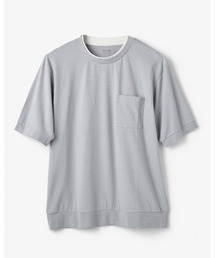 フェイクレイヤードネックドライTシャツ