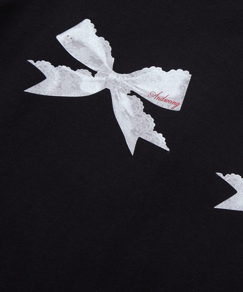 andwang（アンドワン）の「Ribbon&Ribbon Tee（Tシャツ/カットソー・レディース・ブラック・FREE）」の12枚目の写真