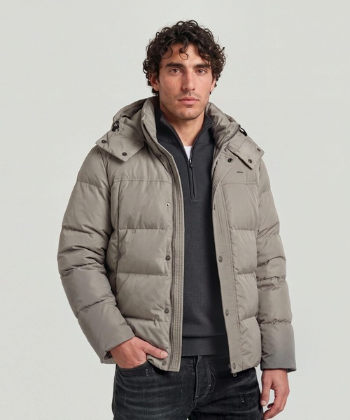 G-STAR(ジースター)の「Element Padded Hooded Puffer/フーデッド中綿ジャケット/ブルゾン(ダウンジャケット/コート・メンズ・グレー系その他/ダークブラック/グリーン系その他・LARGE/MEDIUM/X-SMALL/SMALL/X-LARGE)」の1枚目の写真