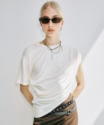 GHATHER ASYMMETRY TSHIRT/ギャザーアシンメトリーTシャツ