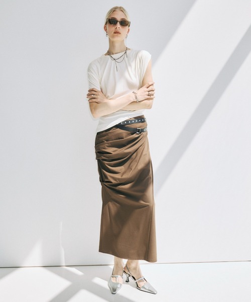 JOSE MOON（ジョゼムーン）の「GHATHER ASYMMETRY TSHIRT/ギャザーアシンメトリーTシャツ（Tシャツ/カットソー・レディース・グレー/アイボリー/ブラック・FREE）」の22枚目の写真