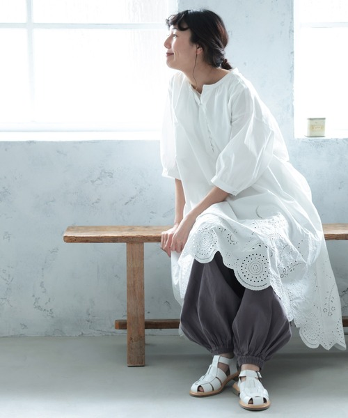 soulberry（ソウルベリー）の「ワンピ好きが作った、くしゅっと裾パンツ（その他パンツ・レディース・グレー/キナリ・L/LL/3L/4L/5L/M）」の12枚目の写真