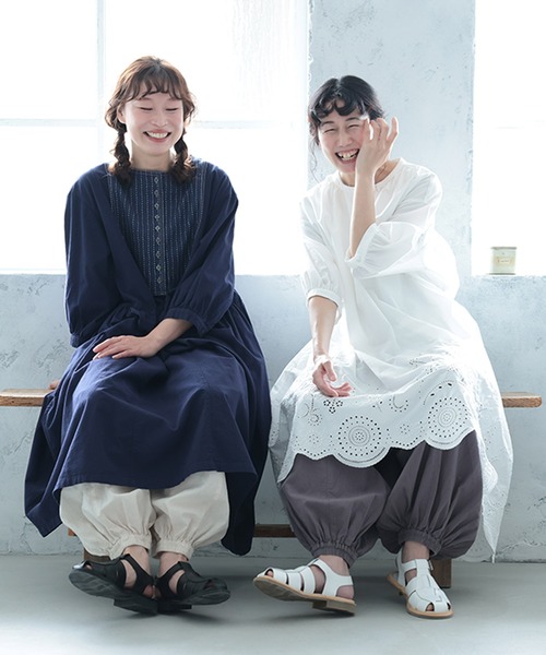 soulberry（ソウルベリー）の「ワンピ好きが作った、くしゅっと裾パンツ（その他パンツ・レディース・グレー/キナリ・L/LL/3L/4L/5L/M）」の10枚目の写真