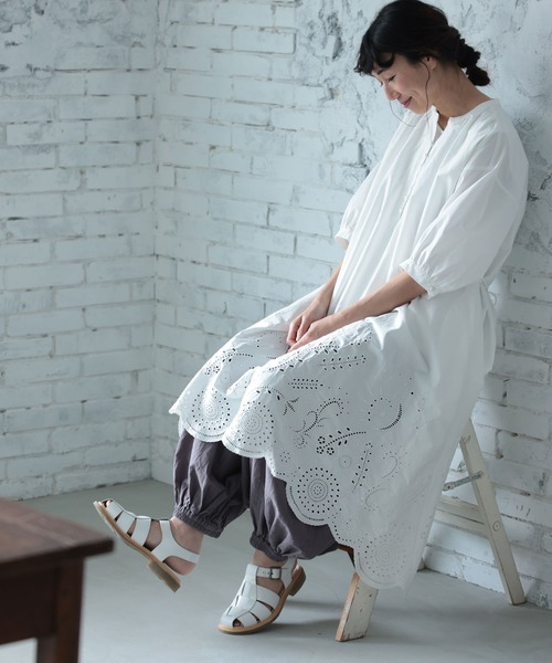 soulberry（ソウルベリー）の「ワンピ好きが作った、くしゅっと裾パンツ（その他パンツ・レディース・グレー/キナリ・L/LL/3L/4L/5L/M）」の3枚目の写真