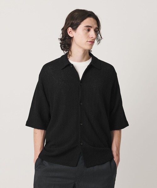 BEAUTY&YOUTH UNITED ARROWS(ビューティーアンドユースユナイテッドアローズ)の「ブークレ ツイードライク ニット シャツ ウォッシャブル(シャツ/ブラウス・メンズ・マスタード/ブラック・L/M/S/XL)」の2枚目の写真