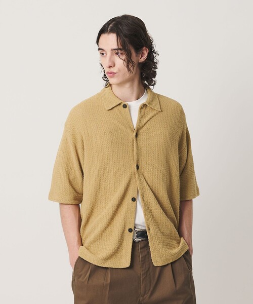 BEAUTY&YOUTH UNITED ARROWS(ビューティーアンドユースユナイテッドアローズ)の「ブークレ ツイードライク ニット シャツ ウォッシャブル(シャツ/ブラウス・メンズ・マスタード/ブラック・L/M/S/XL)」の4枚目の写真
