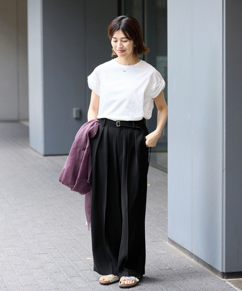 IENA（イエナ）の「《吸水速乾/接触冷感/防シワ》ライトベルテッドスラックス（スラックス・レディース・ブラック/チョコ・38/36/34）」の19枚目の写真