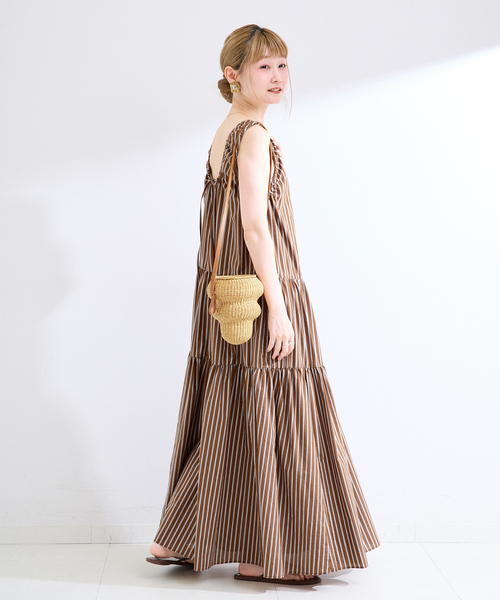 B.C STOCK(ベーセーストック)の「手洗い可 / ティアードボリュームワンピース(ワンピース・レディース・ブラウン/グリーン/ブラック・FREE)」の9枚目の写真