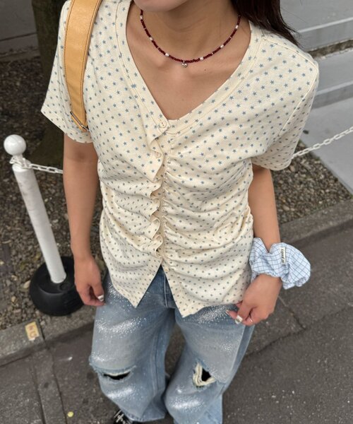 CIAOPANIC（チャオパニック）の「スターシャーリングTEE（Tシャツ/カットソー・レディース・イエロー/ネイビー・FREE）」の9枚目の写真