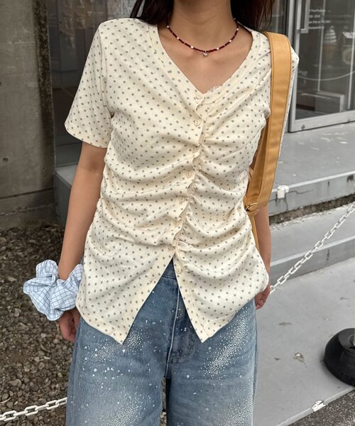 CIAOPANIC（チャオパニック）の「スターシャーリングTEE（Tシャツ/カットソー・レディース・イエロー/ネイビー・FREE）」の10枚目の写真