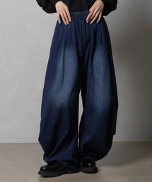デニム加工裏毛ドレープパンツ