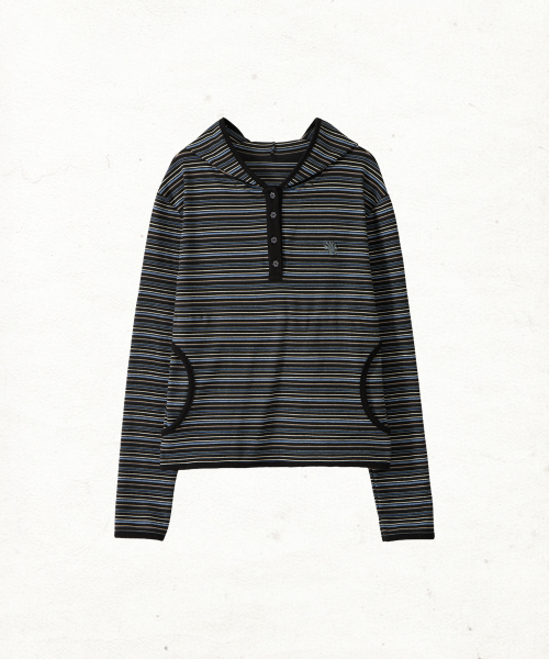 DD stripe trim hooded long sleeve (BLACK) — худ с длинным рукавом, черный
