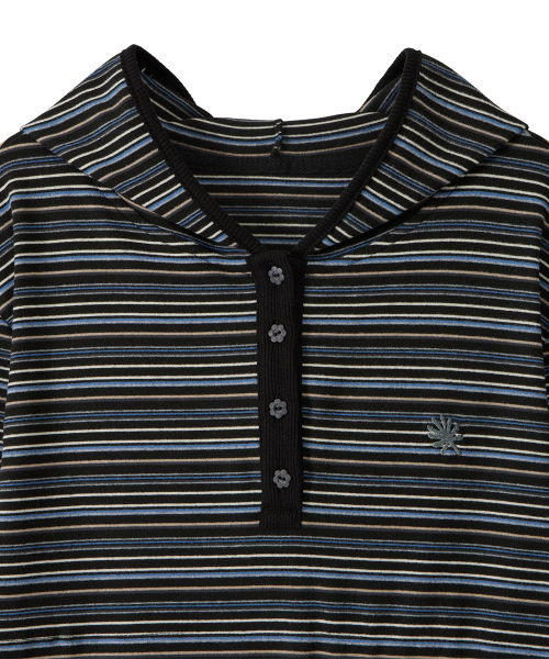 DANDEL（ダンデル）の「DD stripe trim hooded long sleeve (BLACK)（パーカー・レディース・その他・1）」の2枚目の写真