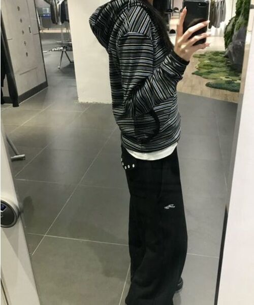 DANDEL（ダンデル）の「DD stripe trim hooded long sleeve (BLACK)（パーカー・レディース・その他・1）」の5枚目の写真