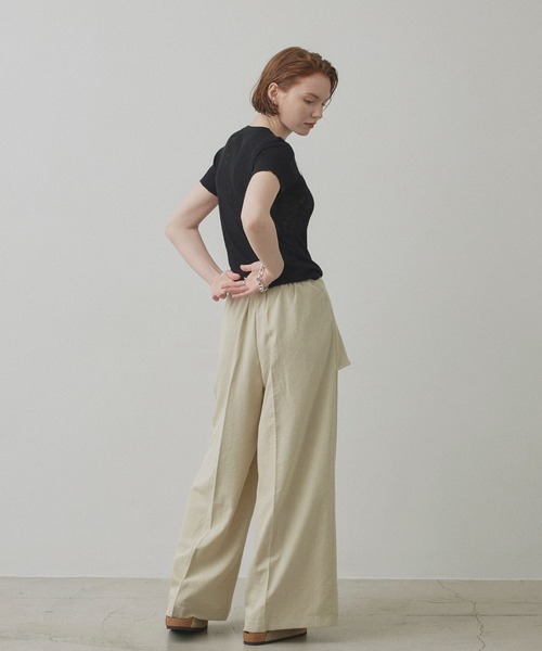 uchi.(ウチ)の「シアー編み半袖ヘンリーネックニットトップス(ニット/セーター・レディース・ブラック/グレー/アイボリー/ブラウン・FREE)」の16枚目の写真