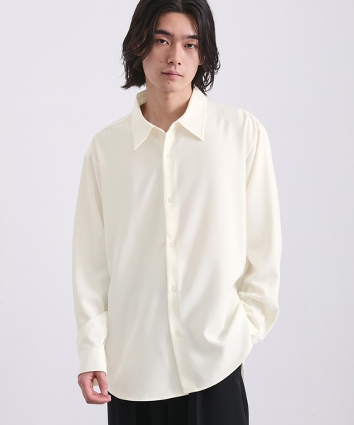 EMMA CLOTHES(エマクローズ)の「hard twist long sleeve regular collar shirt/ハードツイスト長袖レギュラーカラーシャツ(速乾 UV イージーケア)《ほりさん』コラボ》(シャツ/ブラウス・メンズ・サックスブルー/ピンク/グレイッシュベージュ/スミクロ/オフホワイト・L/S/M)」の22枚目の写真