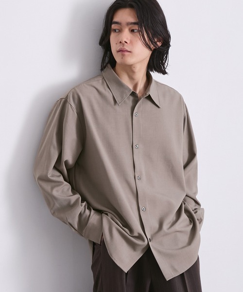 EMMA CLOTHES(エマクローズ)の「hard twist long sleeve regular collar shirt/ハードツイスト長袖レギュラーカラーシャツ(速乾 UV イージーケア)《ほりさん』コラボ》(シャツ/ブラウス・メンズ・サックスブルー/ピンク/グレイッシュベージュ/スミクロ/オフホワイト・L/S/M)」の19枚目の写真