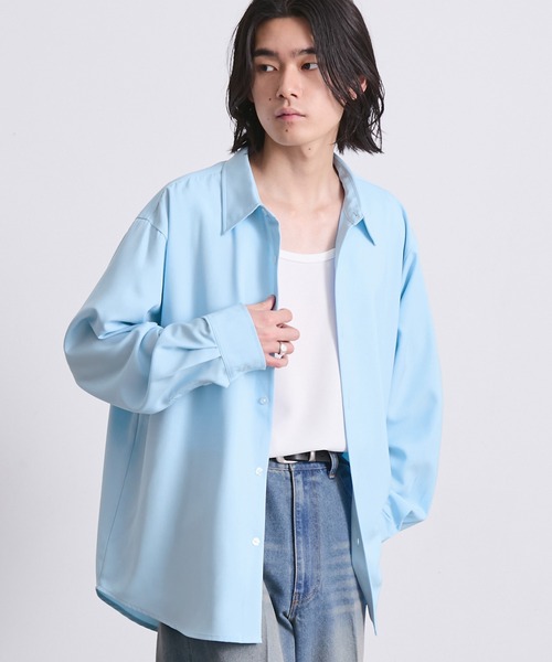 EMMA CLOTHES(エマクローズ)の「hard twist long sleeve regular collar shirt/ハードツイスト長袖レギュラーカラーシャツ(速乾 UV イージーケア)《ほりさん』コラボ》(シャツ/ブラウス・メンズ・サックスブルー/ピンク/グレイッシュベージュ/スミクロ/オフホワイト・L/S/M)」の20枚目の写真