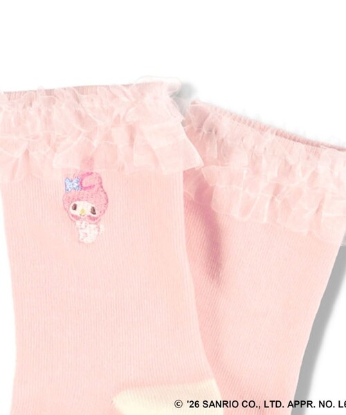 BRANSHES(ブランシェス)の「【サンリオキャラクターズ】ワンポイント刺しゅうチュールフリルソックス(ソックス/靴下・キッズ・ラベンダー/ピンク・M/L/16-18㎝/19-21㎝)」の6枚目の写真