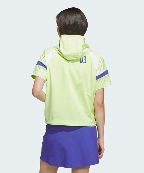 adidas(アディダス)の「ハーフジップ フード付きアノラックジャケット 半袖 / ハーフジップ【adidas Golf/アディダスゴルフ】(ブルゾン・レディース・イエロー・SMALL/MEDIUM/LARGE/X-LARGE/XX-LARGE/X-SMALL)」の2枚目の写真