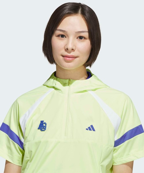 adidas(アディダス)の「ハーフジップ フード付きアノラックジャケット 半袖 / ハーフジップ【adidas Golf/アディダスゴルフ】(ブルゾン・レディース・イエロー・SMALL/MEDIUM/LARGE/X-LARGE/XX-LARGE/X-SMALL)」の3枚目の写真