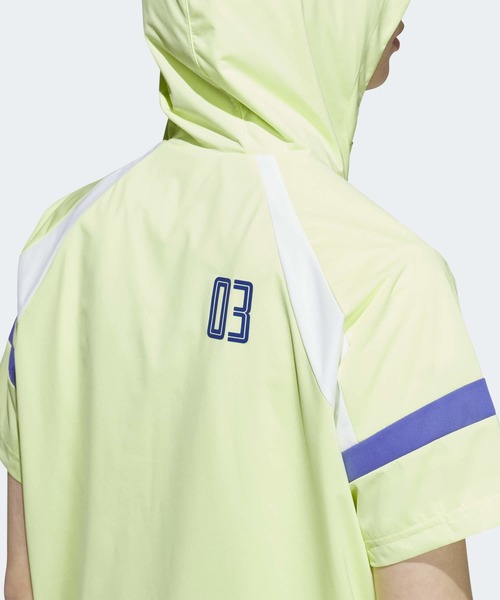 adidas(アディダス)の「ハーフジップ フード付きアノラックジャケット 半袖 / ハーフジップ【adidas Golf/アディダスゴルフ】(ブルゾン・レディース・イエロー・SMALL/MEDIUM/LARGE/X-LARGE/XX-LARGE/X-SMALL)」の4枚目の写真