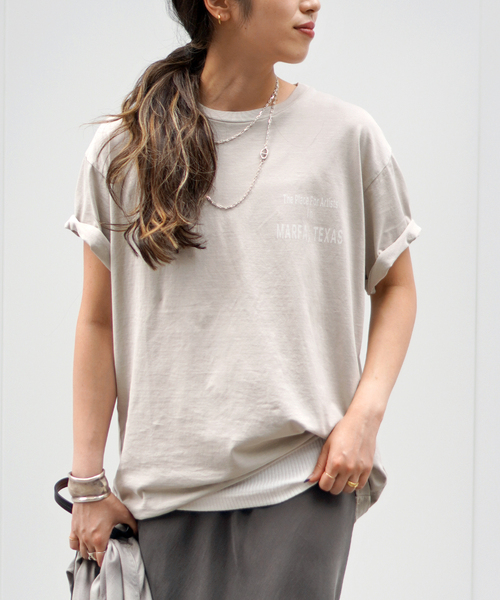 AP STUDIO（エーピーストゥディオ）の「Logo TEE（Tシャツ/カットソー・レディース・スミクロ/アイボリー/ベージュ・FREE）」の11枚目の写真