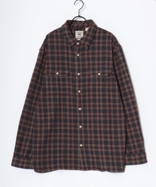 Levi's（リーバイス）の「Levi's/リーバイス JACKSON WORKER OMBRE CHECK SHIRT/オーバーサイズ オンブレチェックシャツ/フランネルシャツ/レギュラーカラーシャツ/レディース メンズ（シャツ/ブラウス・メンズ・ネイビー/カーキ/ワイン・M/L/XL）」の6枚目の写真