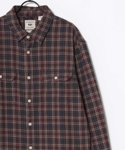 Levi's（リーバイス）の「Levi's/リーバイス JACKSON WORKER OMBRE CHECK SHIRT/オーバーサイズ オンブレチェックシャツ/フランネルシャツ/レギュラーカラーシャツ/レディース メンズ（シャツ/ブラウス・メンズ・ネイビー/カーキ/ワイン・M/L/XL）」の11枚目の写真