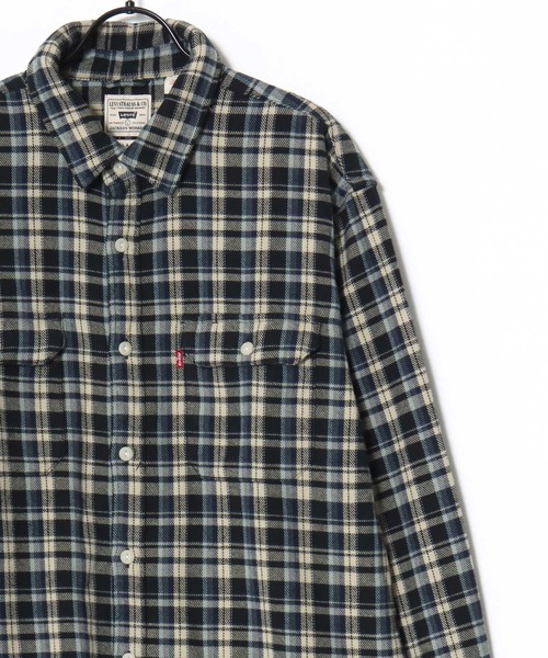 Levi's（リーバイス）の「Levi's/リーバイス JACKSON WORKER OMBRE CHECK SHIRT/オーバーサイズ オンブレチェックシャツ/フランネルシャツ/レギュラーカラーシャツ/レディース メンズ（シャツ/ブラウス・メンズ・ネイビー/カーキ/ワイン・M/L/XL）」の12枚目の写真