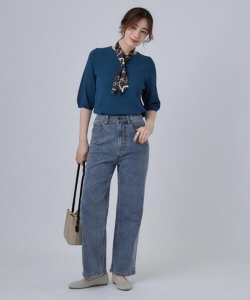 SHOO・LA・RUE(シューラルー)の「【ガンガン洗える/毛玉になりにくい】二の腕見せない 5分袖ニット(ニット/セーター・レディース・ブラウン系3/ライトパープル/ブラック/ブルー系その他/アイボリー/ブラウン系その他・01/02/03/04)」の13枚目の写真