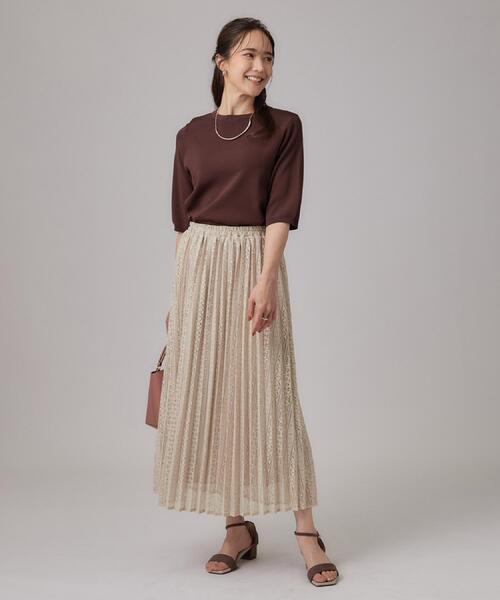 SHOO・LA・RUE(シューラルー)の「【ガンガン洗える/毛玉になりにくい】二の腕見せない 5分袖ニット(ニット/セーター・レディース・ブラウン系3/ライトパープル/ブラック/ブルー系その他/アイボリー/ブラウン系その他・01/02/03/04)」の11枚目の写真