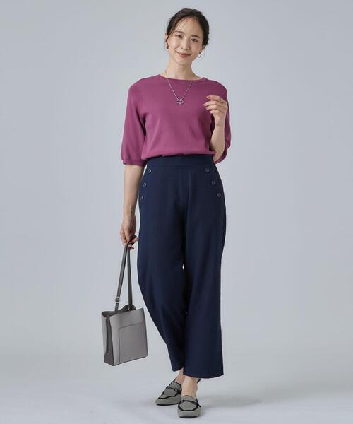 SHOO・LA・RUE(シューラルー)の「【ガンガン洗える/毛玉になりにくい】二の腕見せない 5分袖ニット(ニット/セーター・レディース・ブラウン系3/ライトパープル/ブラック/ブルー系その他/アイボリー/ブラウン系その他・01/02/03/04)」の10枚目の写真