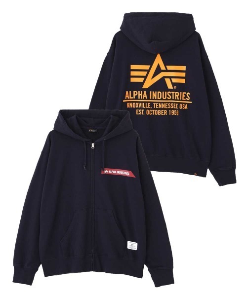 Alpha Industries（アルファインダストリーズ）の「【日本限定】Alpha Industries/アルファ インダストリーズ/ALPHA RED RIBBON ZIP HOODIE/レッドリボン ジップフーディ（パーカー・メンズ・ブラック/ネイビー/グレー/オリーブ/オートミール・S/M/L/2XL/XL）」の5枚目の写真